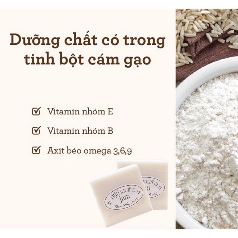 Xà phòng THÁI LAN cám gạo JAM Chiết Xuất Cám Gạo Và Sữa Tươi Tự Nhiên Sạch Mụn Trắng Da ( Lẻ 1 miếng ) | BigBuy360 - bigbuy360.vn