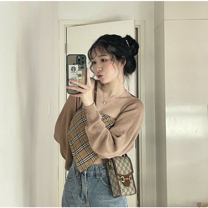 [ SẴN ]Set áo nâu kẻ sọc | BigBuy360 - bigbuy360.vn