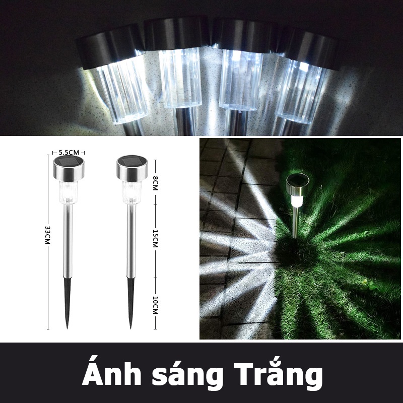  Đèn led cắm đất năng lượng mặt trời bằng thép không gỉ trang trí sân vườn SV inox