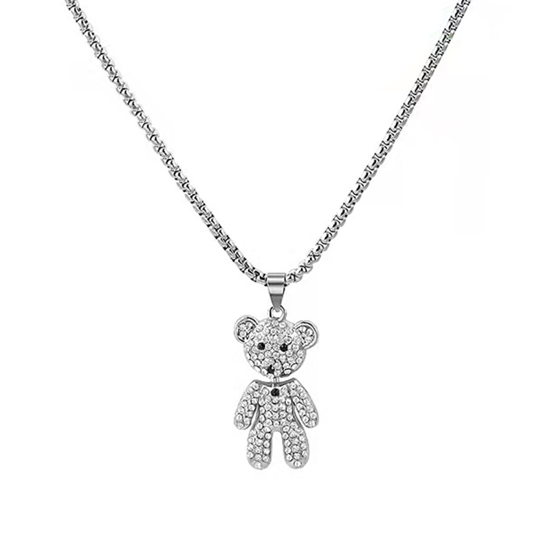 Vòng cổ dài mặt hình chú gấu dễ thương phong cách hip hop cho nữ