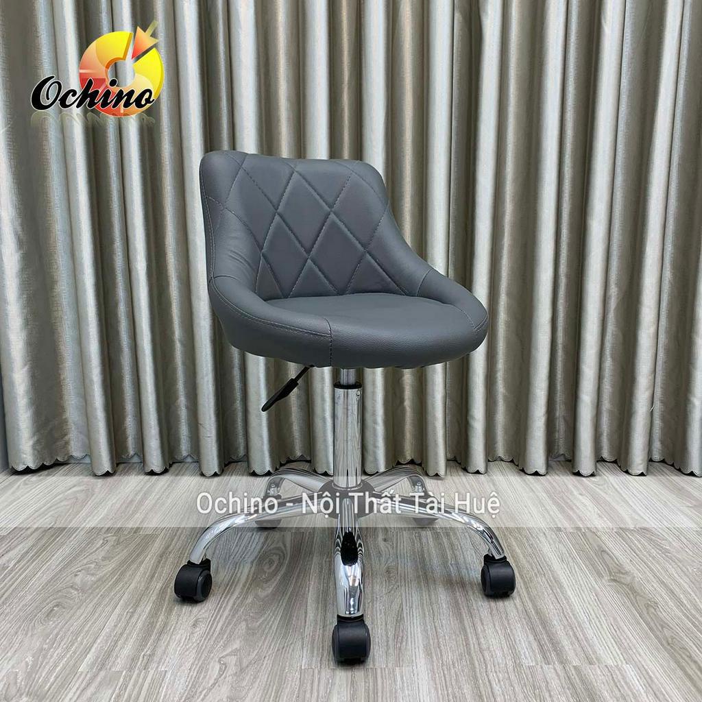 Ghế Makeup Chân Bánh Xe Nhện Bạc Mẫu Nỉ Da Bền Đẹp (Hàng Sẵn)