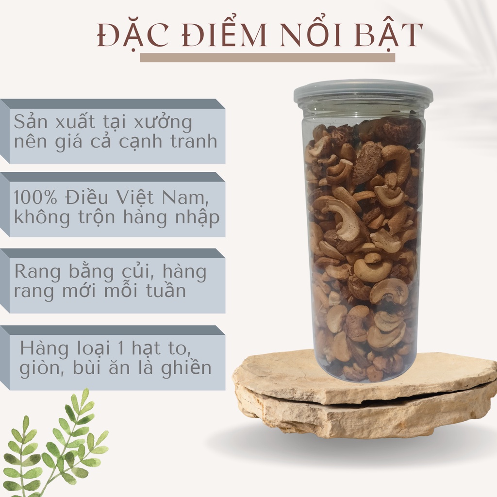 500gram Hạt điều rang muối bình phước loại vỡ còn vỏ lụa