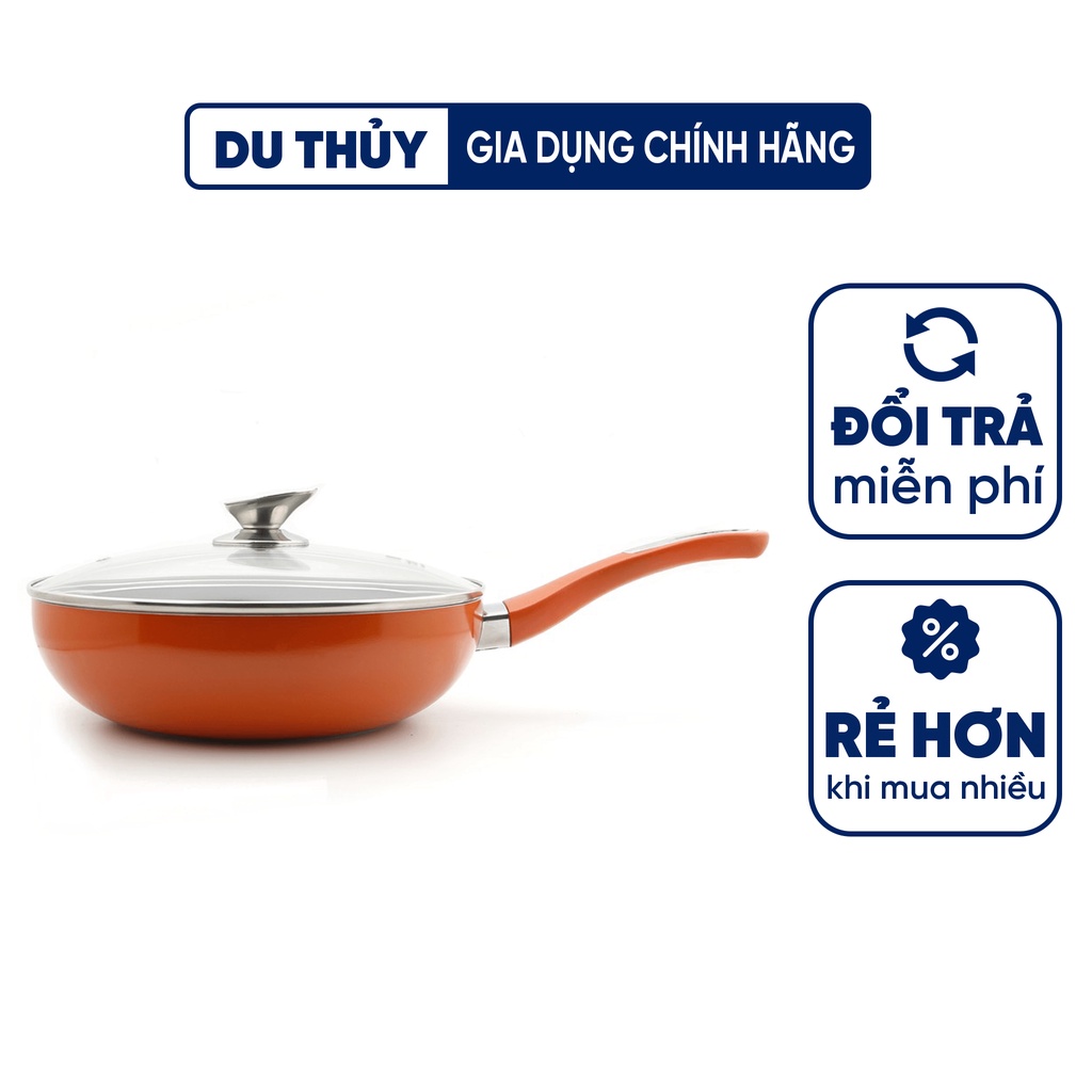 Chảo chống dính ATHENA EL-1144 30cm chất liệu hợp kim nhôm, phủ 2 lớp chống dính, bakelit ốp inox cách điệu, chịu nhiệt