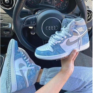 Giày Jordan 1  hyper royal xanh nỉ cao cổ mới, Giày JD1 xanh loang nam nữ hot nhất 2022