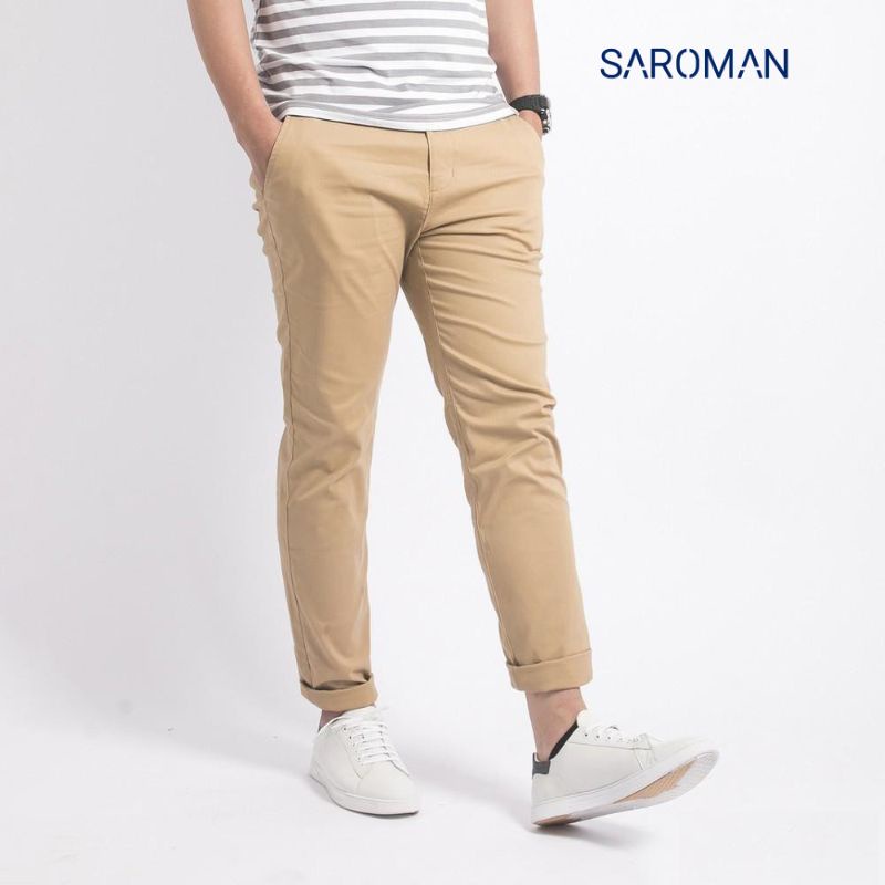 Quần nam KAKI dài SAROMAN QD01 form Slim Fit vừa vặn trẻ trung chất kaki thun co giãn vải siêu mát