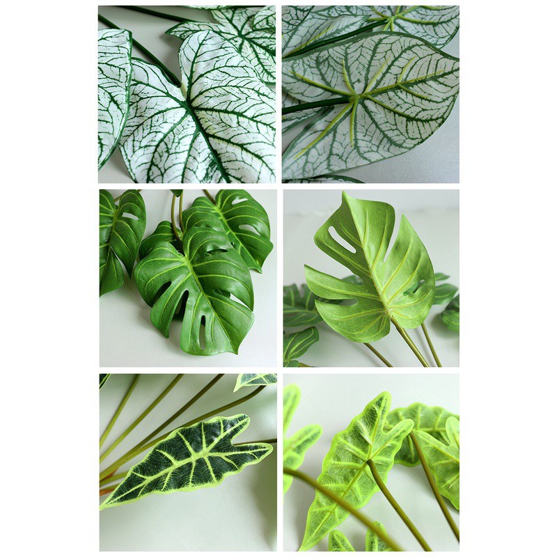 Monstera Lá Xanh Nhân Tạo Trang Trí Nhà Cửa cây hoa giả trang trí nhà cây giả