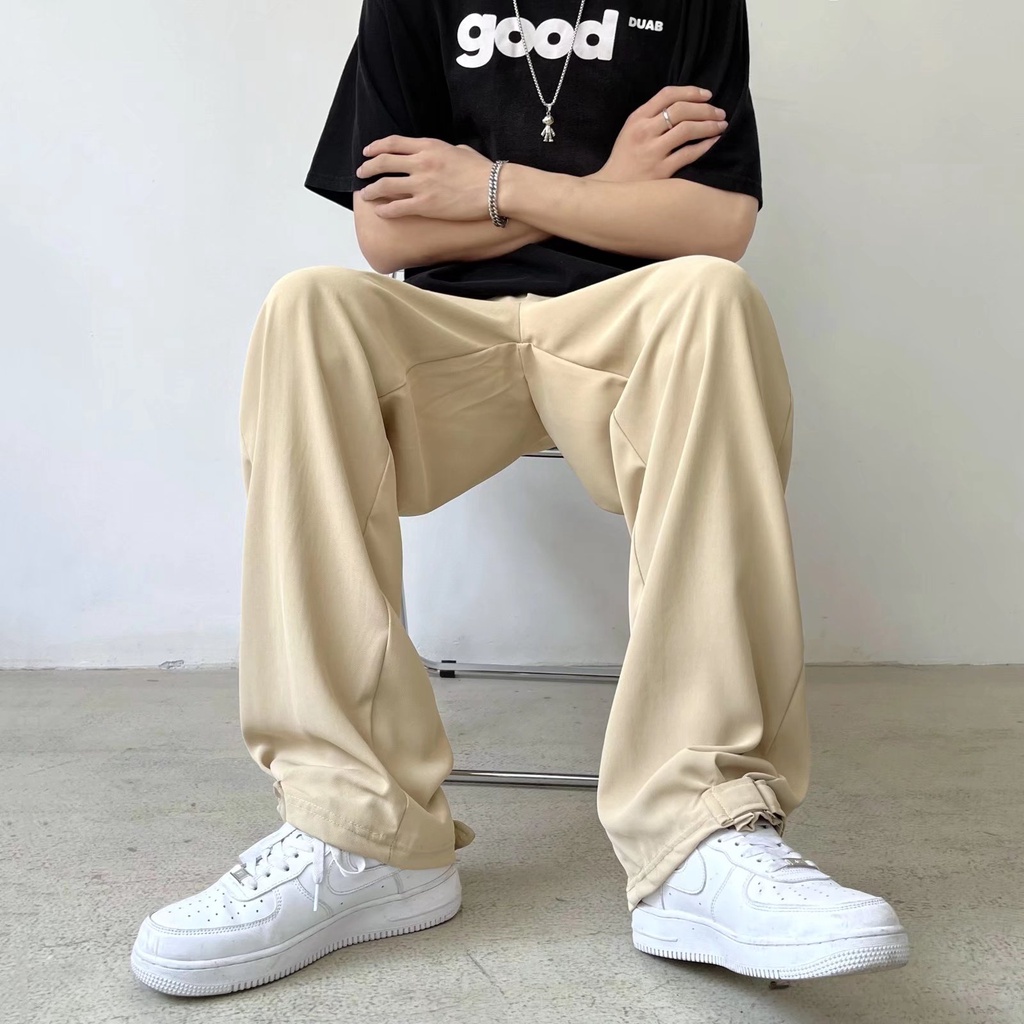 Quần Kaki Ống Rộng Lưng Thun Thoải Mái Phong Cách Hip Hop Đường Phố Hàn Quốc Cỡ M-2XL Cho Nam