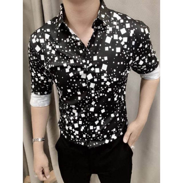 Áo Sơ Mi Nam Lụa Chấm Bi Size L (59-68kg)