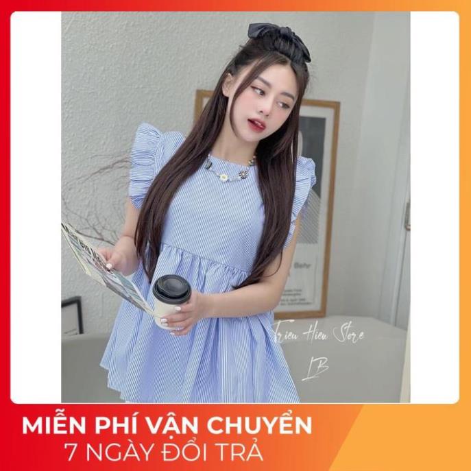 [ 𝐅𝐑𝐄𝐄 𝐒𝐇𝐈𝐏 ]  SÉT ÁO BABY DOLL CÁNH TIÊN NƠ LƯNG ĐỒ BỘ NỮ XINH XẮN