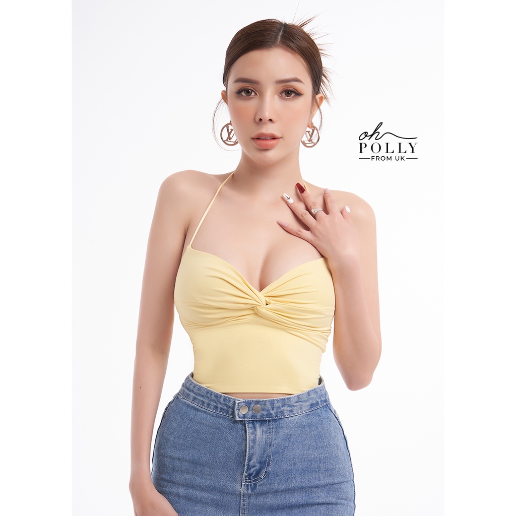 Oh Polly - Áo croptop cổ yếm cúp ngực, 2 dây hở lưng sexy