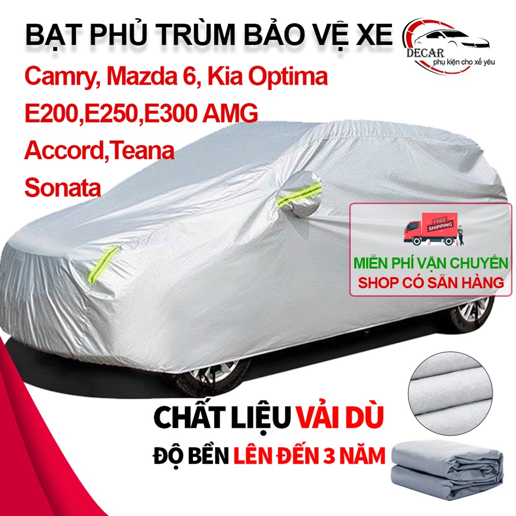 Bạt che phủ trùm ô tô bảo vệ che mưa nắng xe Sedan to Camry, Mazda 6, Kia Optima, Accord, Sonata,Teana, E200, E300 AMG