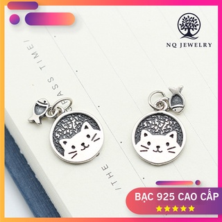 Charm bạc hình mèo và cá treo