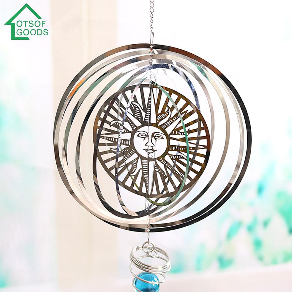 Sun Metal Stainless Steel Wind Chime Garden Foldable Rotate Hanging Wind Spinner