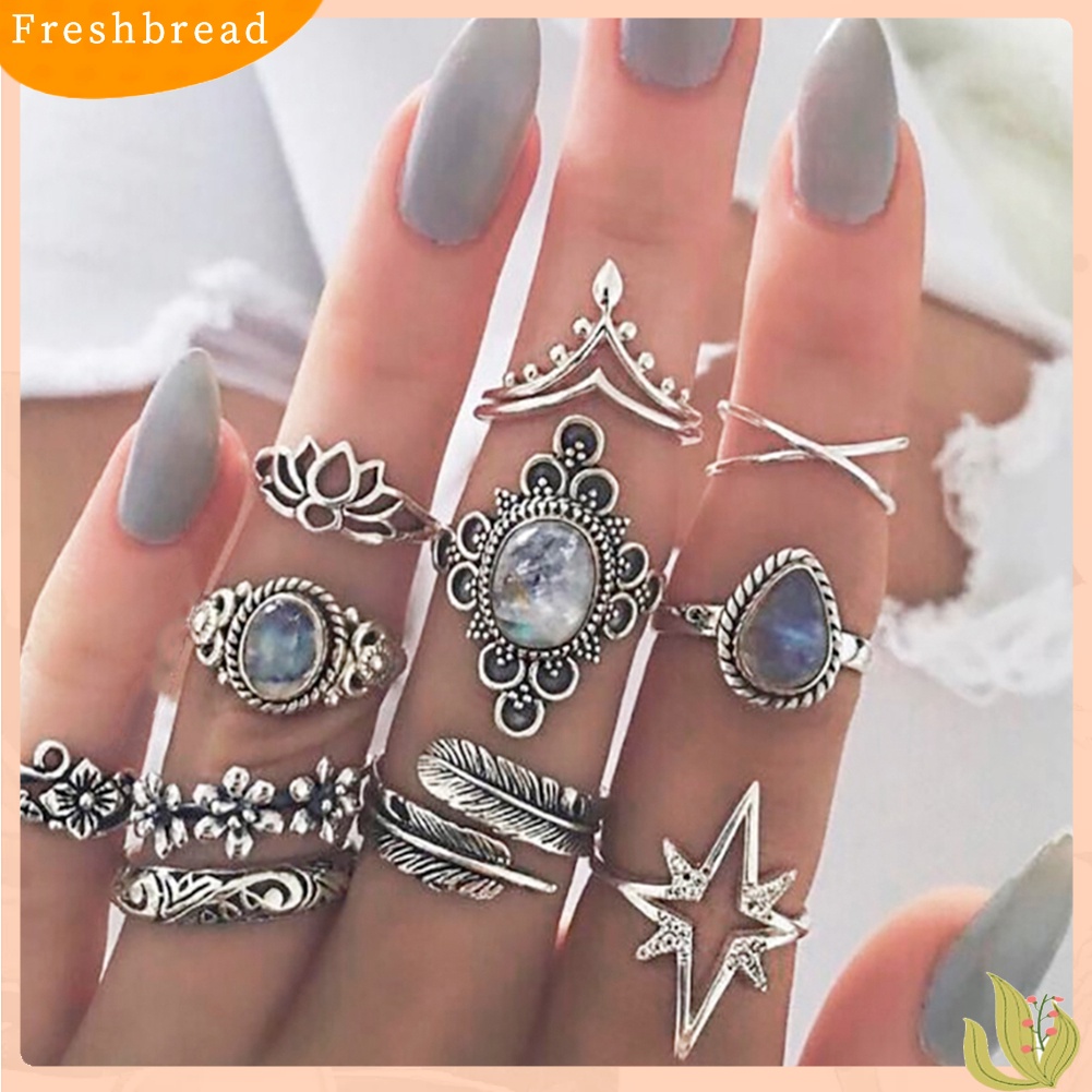 Set 11 Nhẫn Đốt Ngón Tay Đính Đá Phong Cách Retro