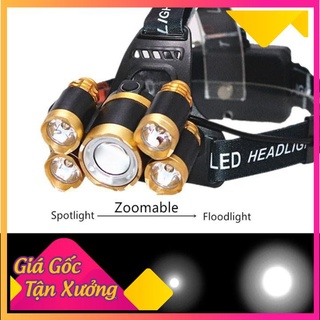 [XẢ KHO+FREE SHIP] Đèn Pin Đội Đầu 5 Bóng Siêu Sáng