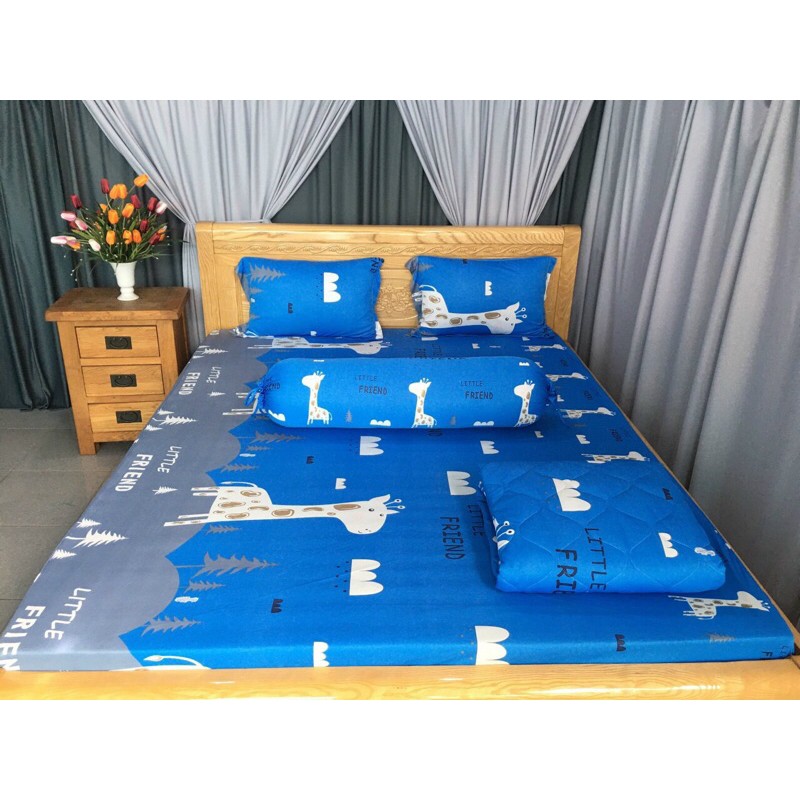 Bộ drap thun❤️FREESHIP❤️ ga thun lạnh Hàn Quốc mẫu hươu noel (1 ga , 3 vỏ gối)