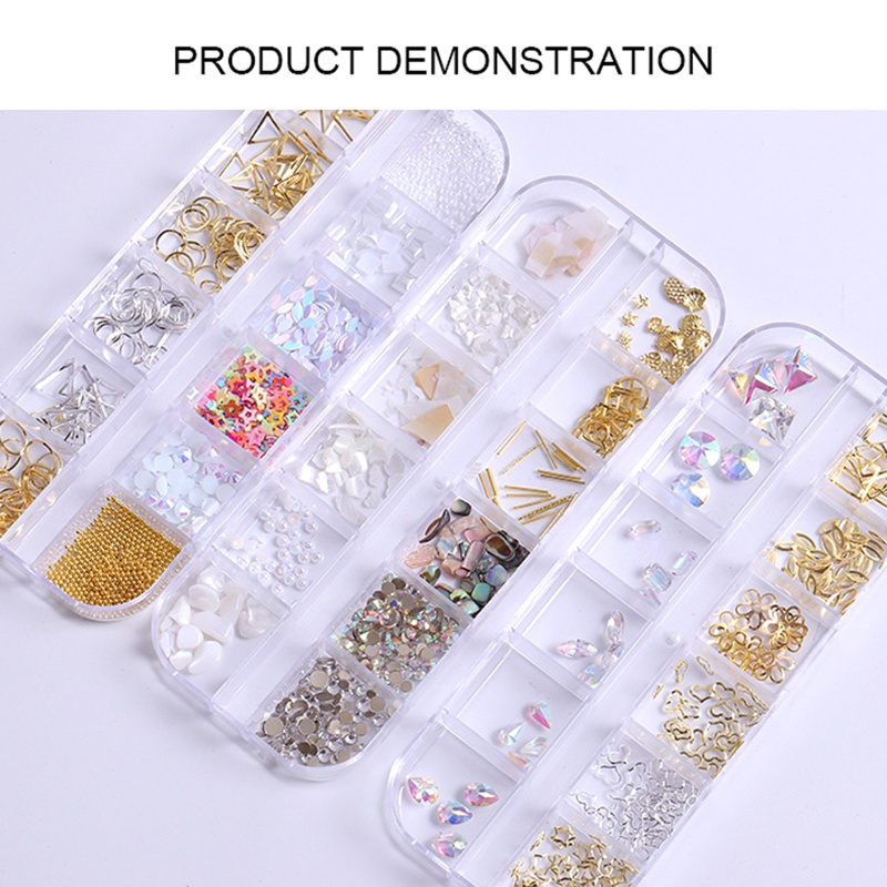 Hộp Phụ Kiện Ngọc Trai 3D Trang Trí Móng Tay Charms