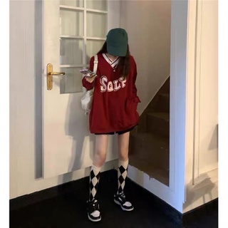 Áo sweater bóng chày cổ v