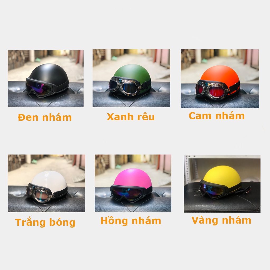 [Hàng chuẩn CR] Mũ bảo hiểm nửa đầu 1/2 các màu trơn
