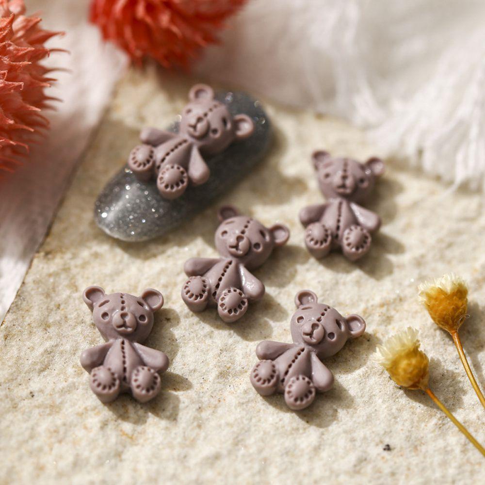 OCEANMAP Hoạt Hình Phụ Kiện Trang Trí Móng Tay 3D Hình Gấu Dễ Thương