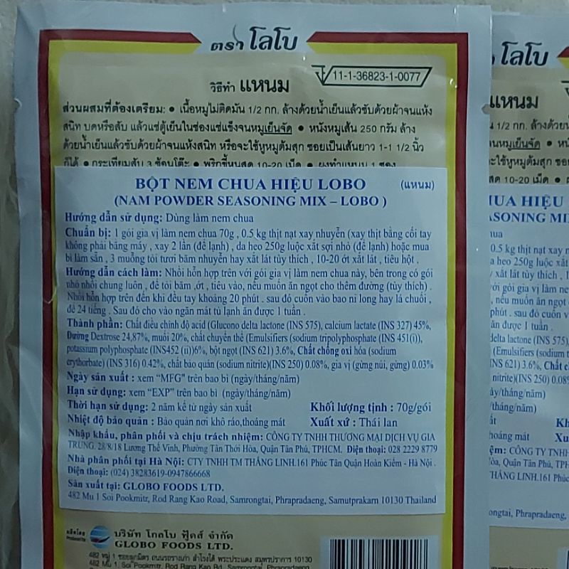 Bịch 10 Gói Nem Chua Thái Lobo