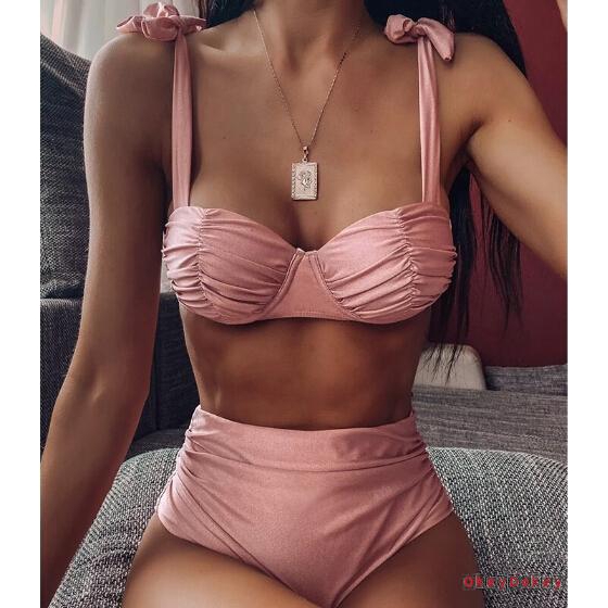 (Hàng Mới Về) Bộ Bikini Màu Hồng Có Miếng Đệm Nâng Ngực Dành Cho Nữ | BigBuy360 - bigbuy360.vn