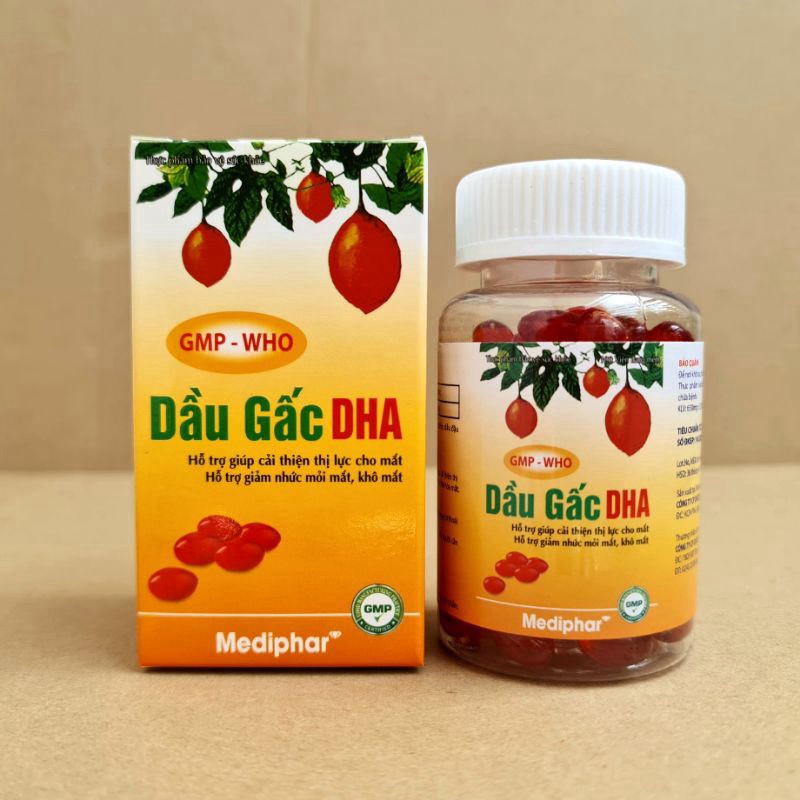 Viên uống Dầu Gấc DHA giúp cải thiện thị lực, giảm nhức mỏi mắt, khô mắt - Hộp 100 viên nang