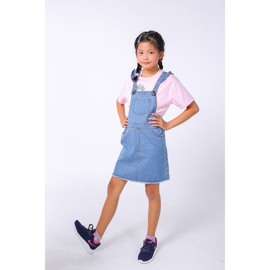 Đầm yếm bé gái Denim Overall with Ruffle M.D.K - xinh xắn, đáng yêu