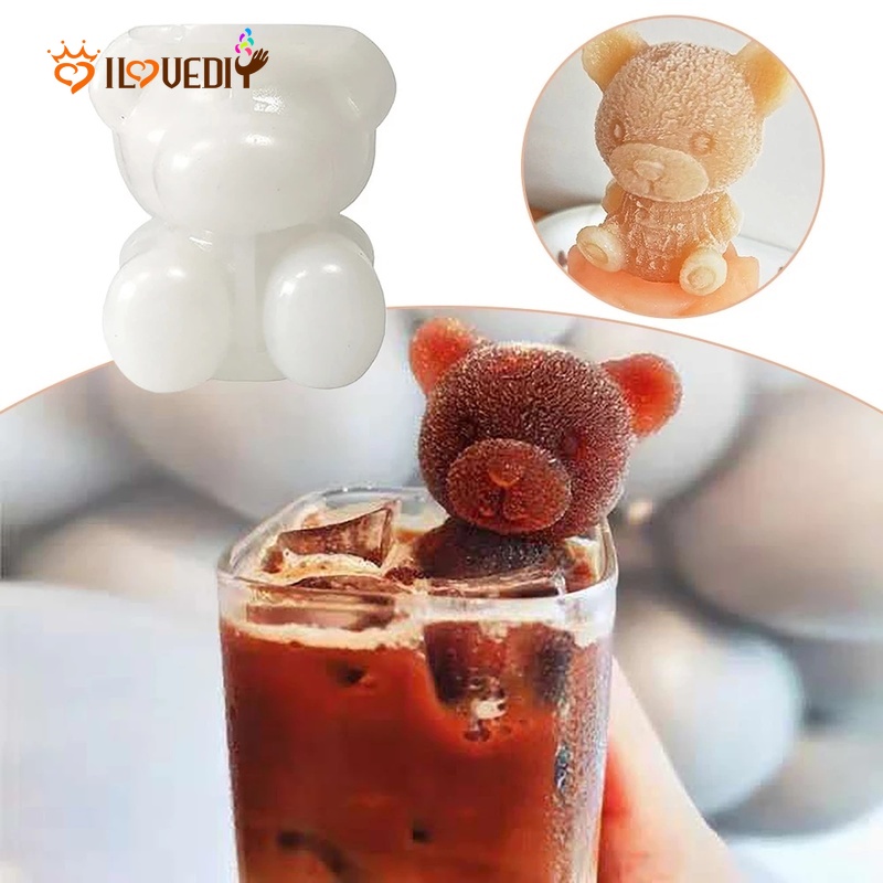Khuôn Silicone Làm Đá/Kem/Kẹo/Sô Cô La Hình Chú Gấu 3D DIY