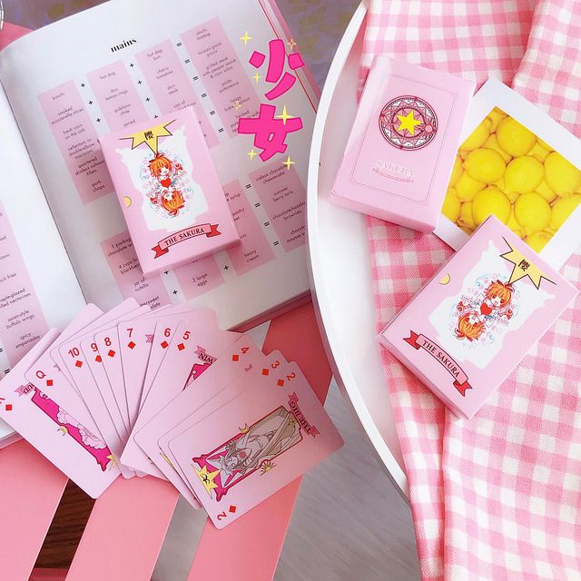 Bộ bài tây giấy Cardcaptor Sakura màu hồng dễ thương
