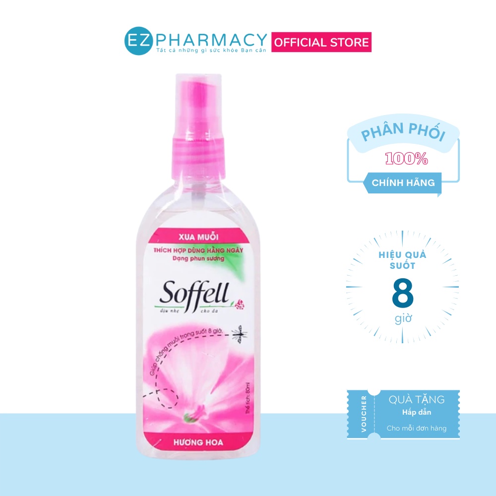 Xịt chống muỗi Soffell (30ml/80ml) - hương hoa