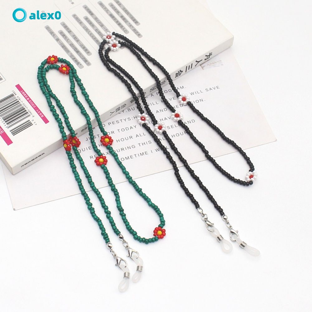 Dây đeo khẩu trang/ mắt kính đính hạt màu sắc bảy sắc phong cách du mục