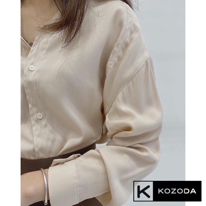 Mặc gì đẹp: Lịch sự với Áo sơ mi tăm lụa dài tay dáng rộng thời trang Hàn Quốc 4 màu chất mát Kozoda SM36