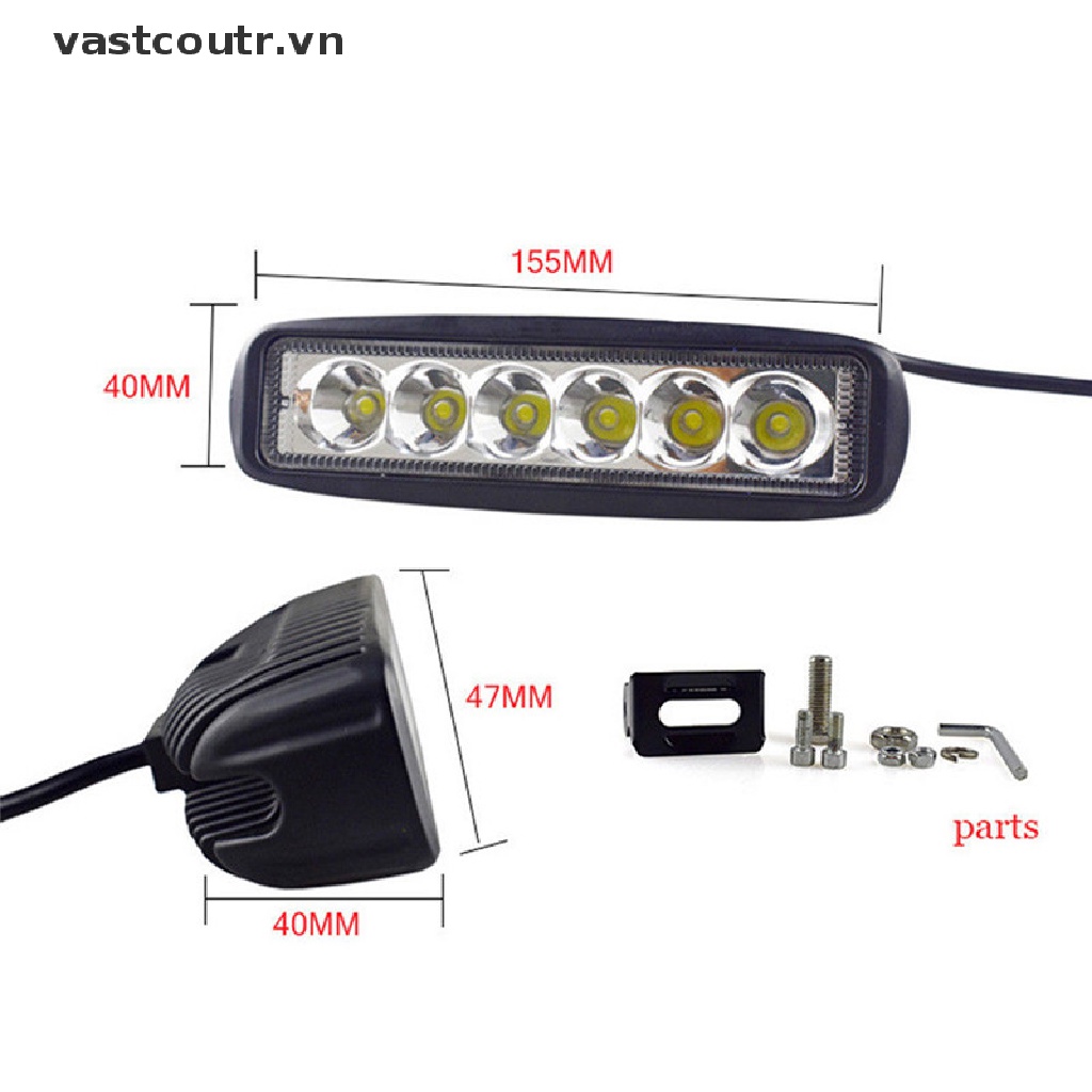 Thanh Đèn LED Trợ Sáng Chống Sương Mù 18W 6000K Dành Cho Ô Tô / Xe Tải / Tàu Thuyền
