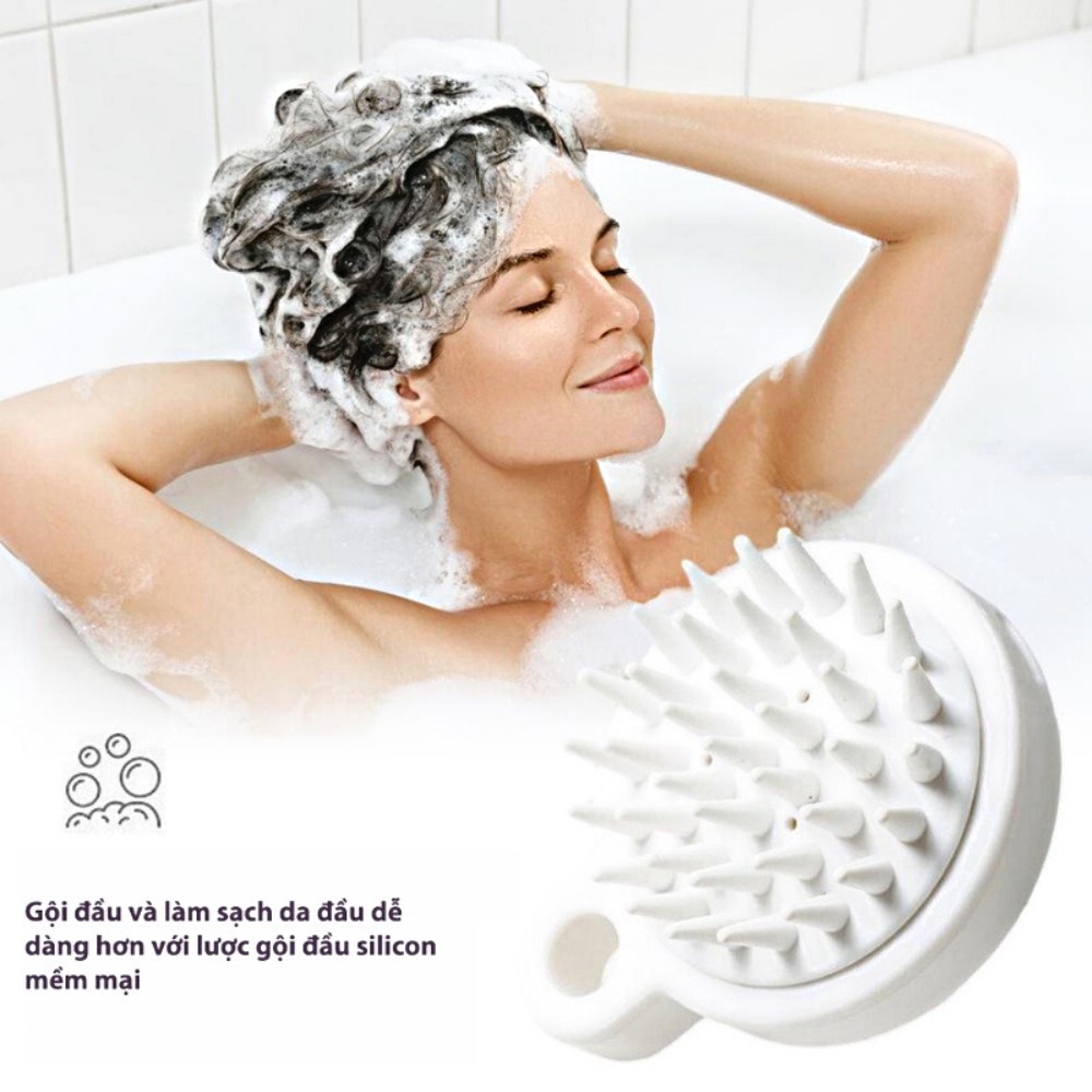 Lược Gội Đầu Silicone Muji Xuất Nhật, Lược Massage Da Đầu Giảm Stress, Giảm Rụng Tóc, Kích Mọc Tóc, Sạch Gàu QC22219