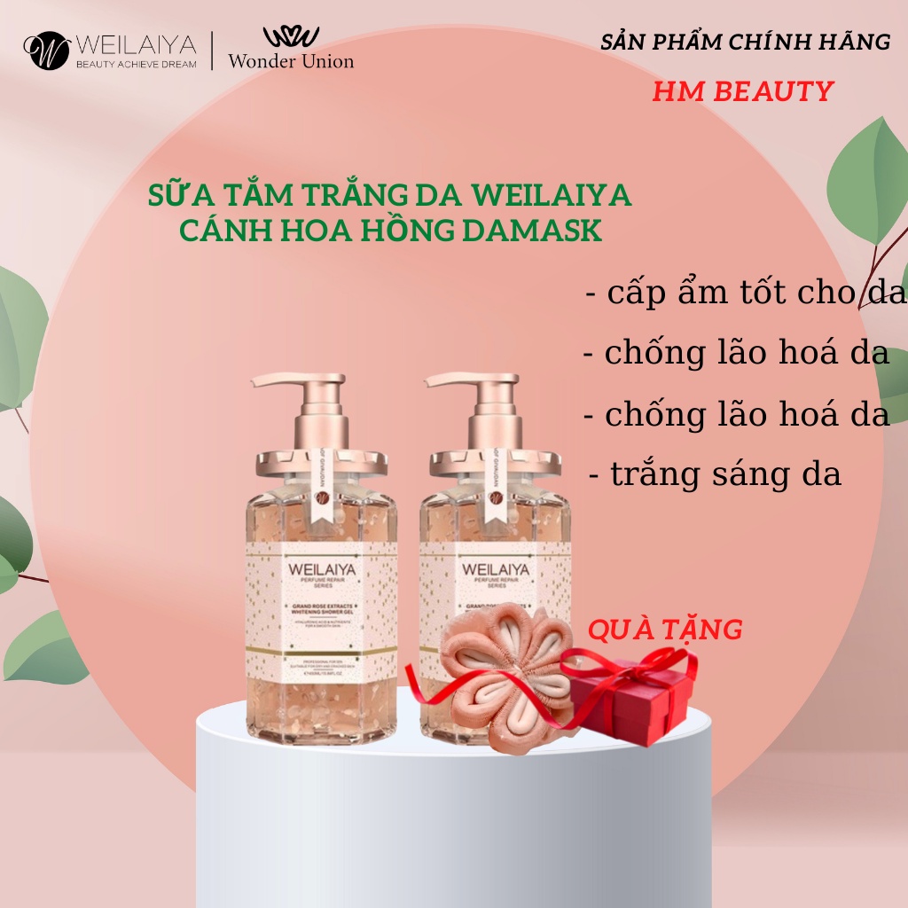 Sữa Tắm Trắng Da Tủy Mật Hoa Hồng Damask Weilaiya Hàng Chính Hãng_Grand Rose Extracts Whitening Shower Gel 450ml