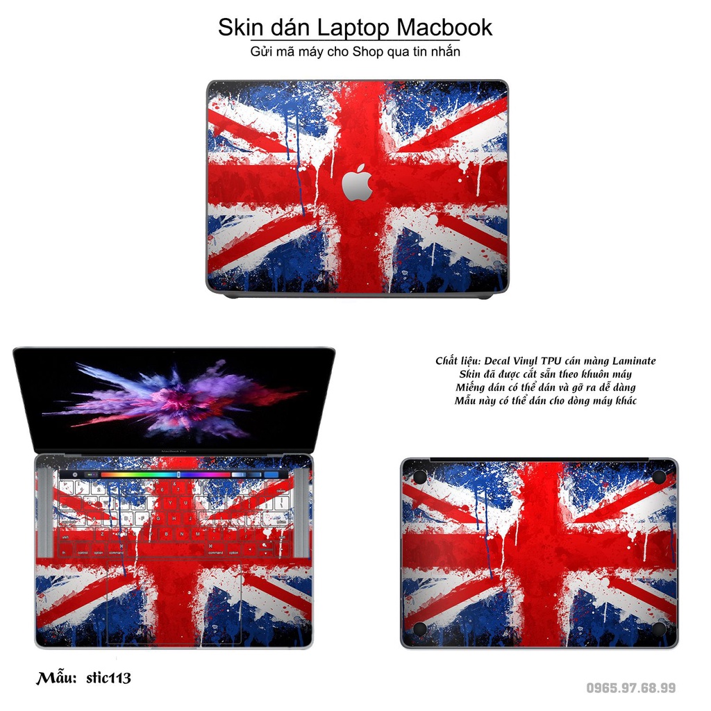 Skin dán Macbook mẫu cờ Anh (đã cắt sẵn, inbox mã máy cho shop)