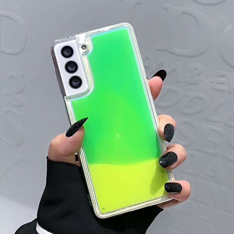 Vỏ điện thoại neon sand dạ quang cho samsung galaxy s23 plus s22 uitra s21 s20 s10 note 20 10 a51 a71 4g a50 a70 s21 fe s23 uitra liquid glitter quicksand phone cover