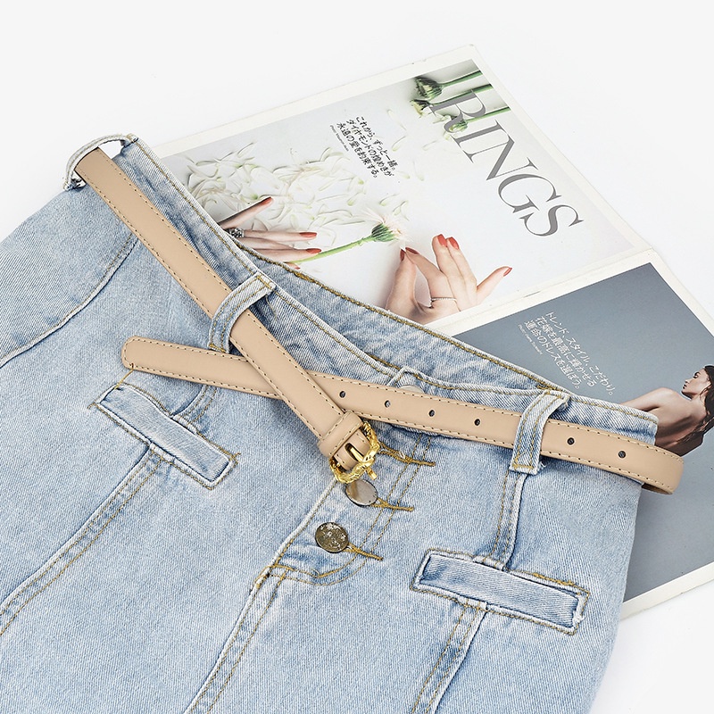 Thắt Lưng Màu Trơn Có Khóa Màu Vàng Kim Thời Trang Cao Cấp Phong Cách Nhật Bản Cho Nữ