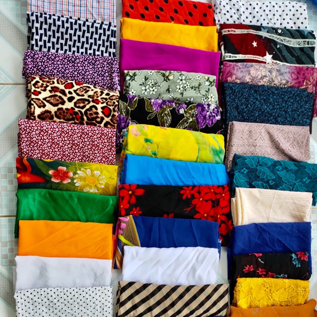 Vải khúc đủ màu may đồ handmade, scrunchie