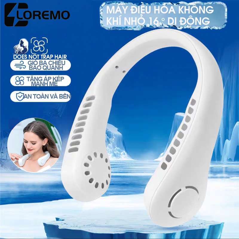 Quạt đeo cổ Quạt trần mini USB di động Quạt mini không cánh 3 tốc độ 3000mah với cổng sạc USB siêu bền ，360°Gió đa hướng