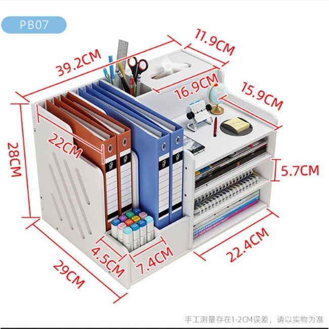 Kệ sách mini và tài liệu để bàn Giá sách văn phòng chất liệu gỗ nhựa lắp ghép sang trọng tiện lợi Màu trắng