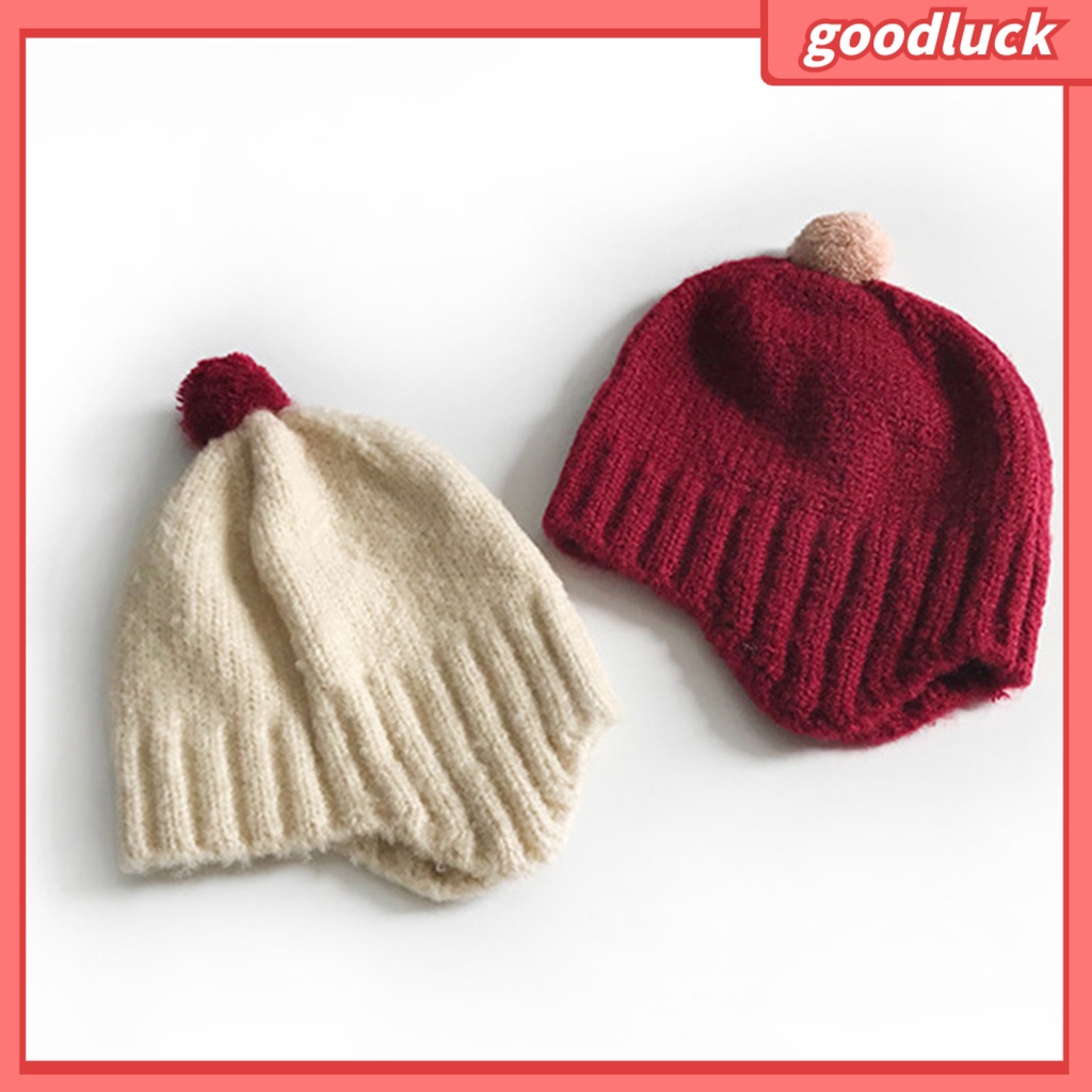 Mũ Dệt Kim Màu Trơn Đính Quả Bông Dễ Thương Cho Bé Trai 1-6 Tuổi