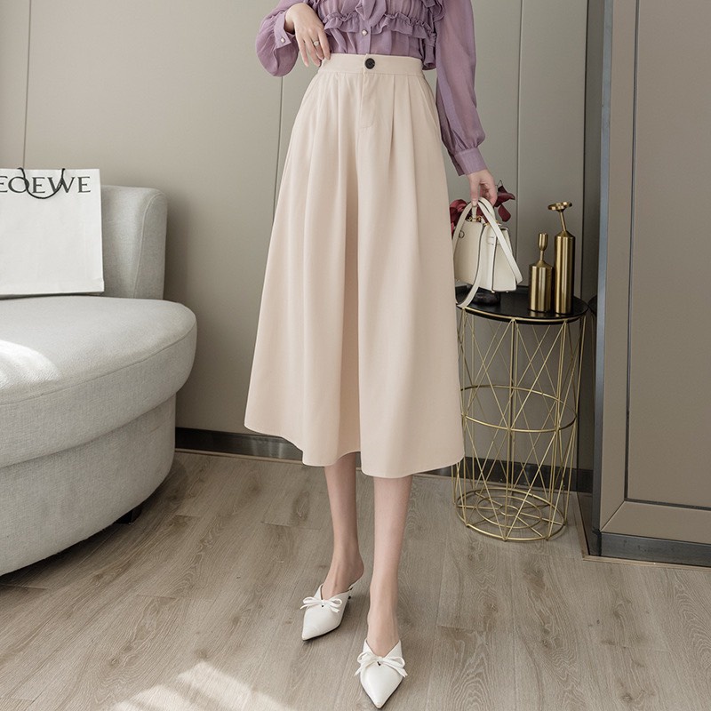 Chân váy dài Ulzzang chữ A Midi công sở xòe qua gối có BIGSIZE chun sau phong cách trẻ trung đi làm đi chơi CV44