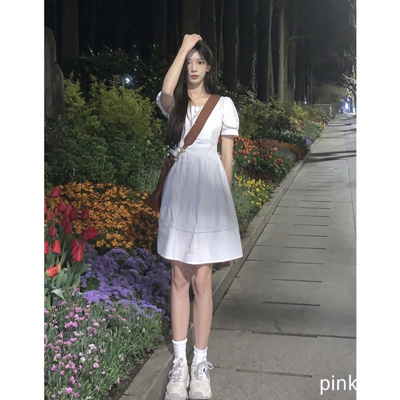 Hàng Có Sẵn Đầm Ngắn Tay Phong Cách Mori Phong Cách Preppy Ngọt Ngào Mùa Hè Màu Trắng Dành Cho Nữ