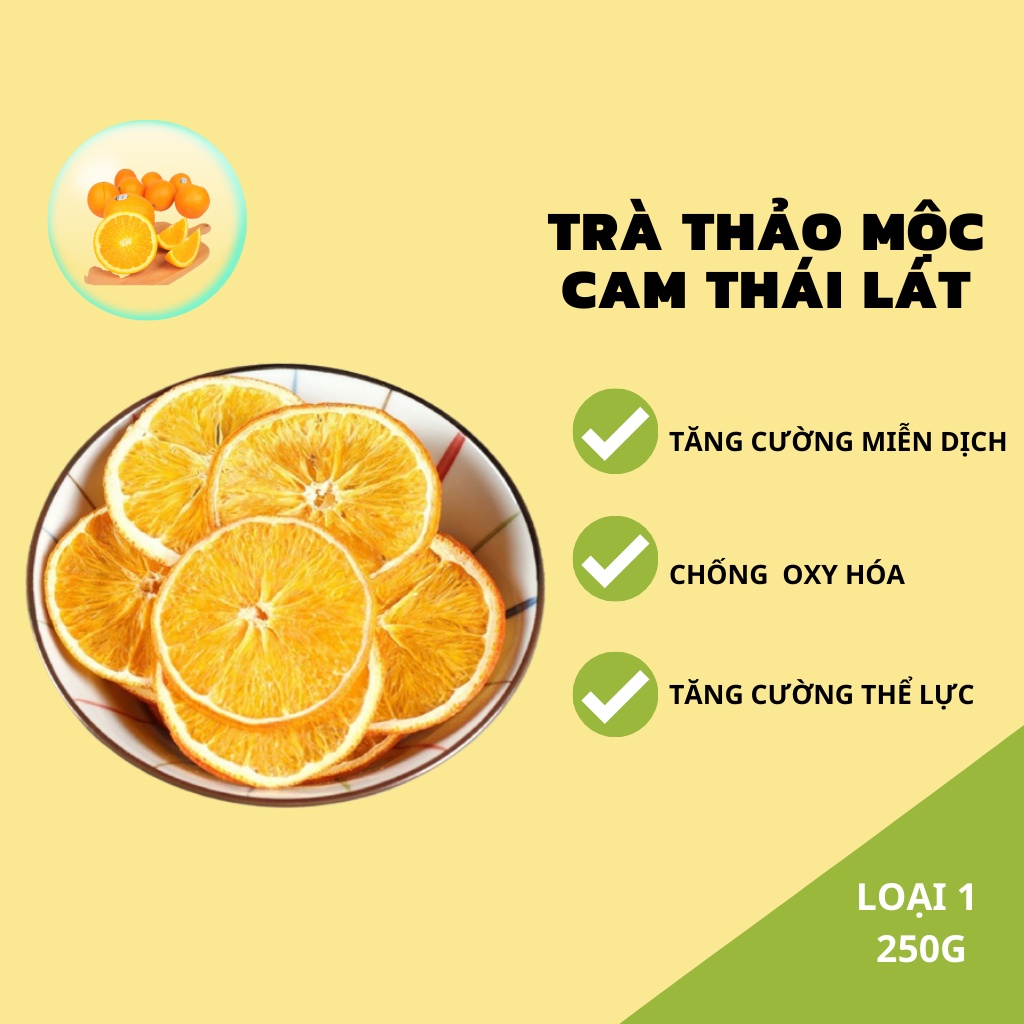 Trà cam mỹ thái lát sấy lạnh Robi Mart gói 250gr - Hàng loại 1 chính hãng