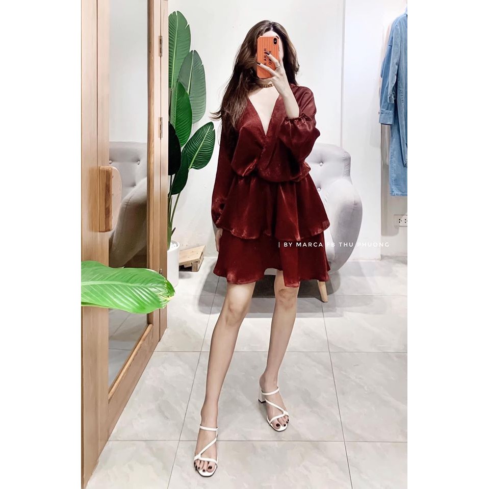 Váy LỤA NHUNG PHỐI TẦNG Siêu đẹp