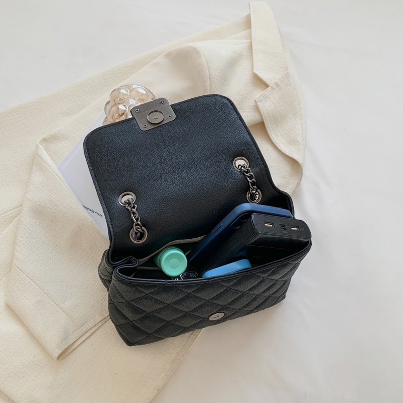 Túi đeo chéo IELGY màu trơn sọc hình thoi sức chứa lớn phong cách Hàn Quốc thời trang dành cho nữ