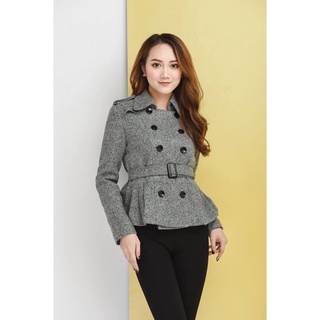 Áo dạ dáng peplum muối tiêu