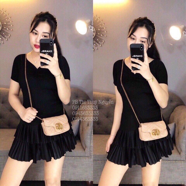 Chân váy 2 tầng dập ly có quần trong - Chân váy ngắn xếp ly QC sang chảnh | BigBuy360 - bigbuy360.vn